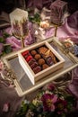 Lot of variety chocolate pralines