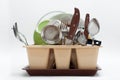Lot of washed dishes Royalty Free Stock Photo