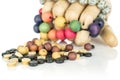 Colorful wooden bead isolated on grey wood Royalty Free Stock Photo