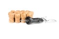 A lot of wine corks and corkscrew Royalty Free Stock Photo