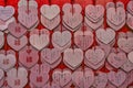 Wishes on hearts amulets, Japan Royalty Free Stock Photo