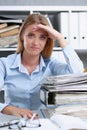 Lot of work wait for tired and exhausted woman