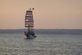 Binz, Germany - July 22, 2021 - The Loth LoriÃÂ«n is a three-masted barquentine flying the Dutch flag at dusk