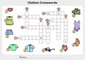 Clothes Crosswords - Worksheet for education.