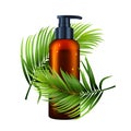 Lotion Bottle With Pump And Tree Branch Vector