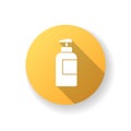 Lotion in bottle yellow flat design long shadow glyph icon