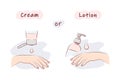 is lotion or cream better for hands, the best moisturizer, hand care, manicure , spa treatment, dermatology vector nourishing