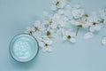 lotion moisturizer healthy natural cosmetology spa wellness cosmetic with flowers Royalty Free Stock Photo