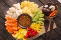 Lotis buah or rujak. fruit with hot chili paste Royalty Free Stock Photo