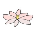 Lotos flower hand drawn icon illustration in cartoon doodle style