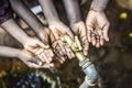 Lots of African Hands Cupped under Water Tap in Mali