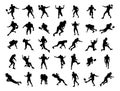 Lots of American Football Player Silhouettes Royalty Free Stock Photo