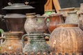 Lots of antique clay jugs Royalty Free Stock Photo