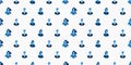 Lots of Blue Face Symbols, Seamless Texture Background with Rows of People - Vector Pattern Design