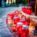 Lots of candles at dusk at cemetery in Dalmatia