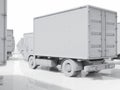 Lots of Cargo Delivery Trucks on a Light Background Royalty Free Stock Photo