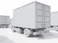 Lots of Cargo Delivery Trucks on a Light Background Royalty Free Stock Photo