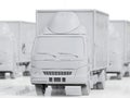 Lots of Cargo Delivery Trucks on a Light Background Royalty Free Stock Photo