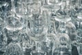 Lots of Clean empty wine glasses on table Royalty Free Stock Photo
