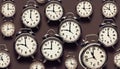 Lots of clocks. Concept of running time. Royalty Free Stock Photo