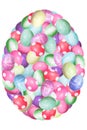 Lots of colorful easter egg, egg shaped isolated on white Royalty Free Stock Photo