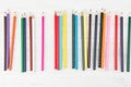 Lots Of Colorful Pencils On White Wood Background With Empty Spa Royalty Free Stock Photo