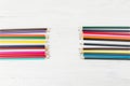 Lots Of Colorful Pencils On White Wood Background With Empty Spa Royalty Free Stock Photo