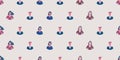 Lots of Colorful Seamless Texture, Background with Rows of People, Face Symbols - Pattern Design