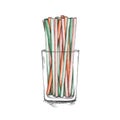 Lots of colorful straws in the glass
