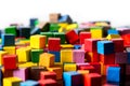 Lots of colorful toy blocks, concept individuality