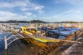 Traditional Philippine bangkas at the harbour of Coron Royalty Free Stock Photo