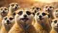 Lots of cute fluffy meerkats natural funny portrait mammals eyes curious small creative