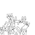 Lots of cute cute and funny cats. Collection of cartoon characters of cats or kittens in flat style in different poses