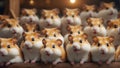 Lots cute funny fluffy hamsters