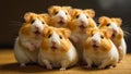 Lots cute funny fluffy hamsters animal