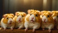 Lots cute funny fluffy hamsters animal background fur small