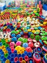 Lots of different colored toys. Beautiful picture of Colorful plastic.