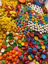 Lots of different colored toys. Beautiful picture of Colorful plastic.