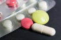 Lots of different pills on the table Royalty Free Stock Photo