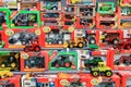 Toy tractors for sale in shop Royalty Free Stock Photo