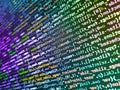 Lots of digits on the computer screen. Mobile app developer. Javascript code in bracket software. Minificated web development Royalty Free Stock Photo