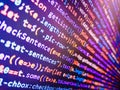 Lots of digits on the computer screen. Web development work concept. Php language and coding function developer. Blue theme. Royalty Free Stock Photo