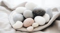 Lots of Easter eggs in soft pastel colors. Minimalist simple decor in Scandinavian style