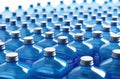 lots of empty plastic water bottles, view top, industrial pattern Royalty Free Stock Photo