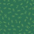 Lots of flying money Wallpaper dollars, green background of falling money, rain pattern, seamless texture Royalty Free Stock Photo