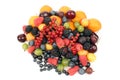Lots of fresh different berries on a white background Royalty Free Stock Photo