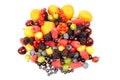 Lots of fresh different berries on a white background Royalty Free Stock Photo
