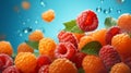 Lots of fresh salmonberries. ai generated image Royalty Free Stock Photo