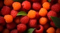 Lots of fresh salmonberries. ai generated image Royalty Free Stock Photo