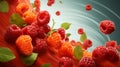 Lots of fresh salmonberries. ai generated image Royalty Free Stock Photo